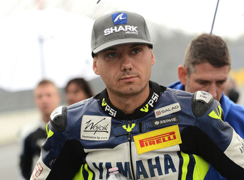 Paweł Szkopek na mecie World Superbike w Katarze