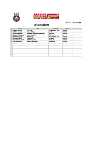 Lista zgłoszeń