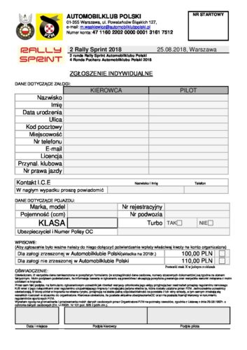 Formularz zgłoszenia