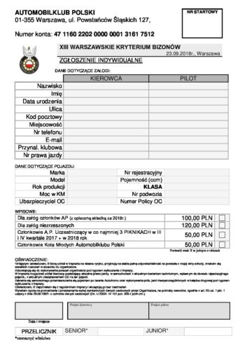 Formularz zgłoszenia