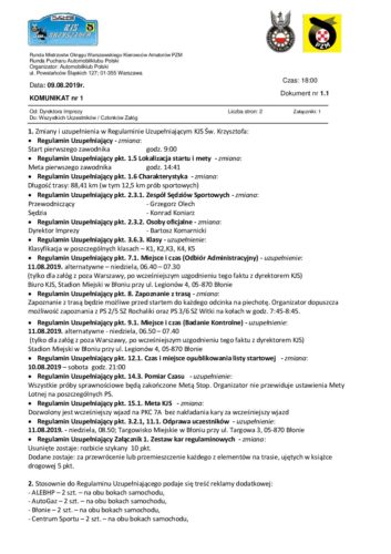 Komunikat nr 1