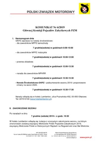 Komunikat GKPZ PZM