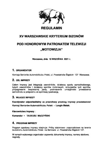 REGULAMIN BIZONY 2021 z bizonem