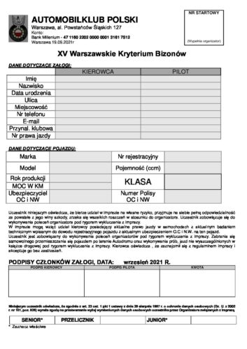 zgloszenie_XV Warszawskie Kryterium Bizonów_19 09 2021