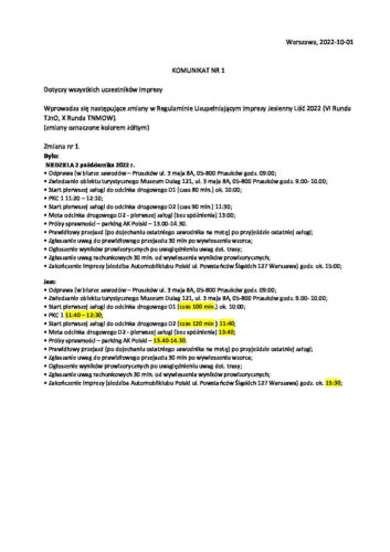 Komunikat nr 1