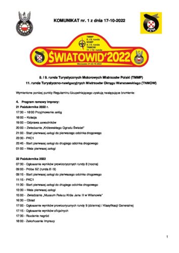 Komunikat nr 1 (TMMP, TNMOW)
