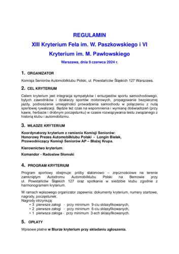 REGULAMIN XIII Kryterium Fela_2024