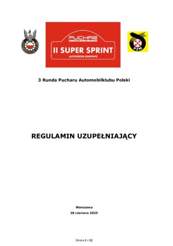 Regulamin uzupełniający II Super Sprint 2025